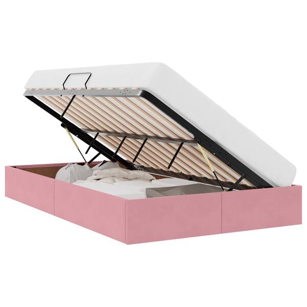 vidaXL Cama con almacenamiento Rosa 120 x 200 cm Terciopelo