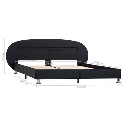 vidaXL Estructura de cama con LED de cuero sintético negro 120x200 cm