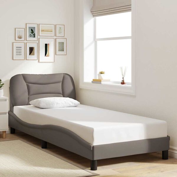 vidaXL Estructura de cama sin colch&oacute;n Hvar tela gris taupe 80x200 cm