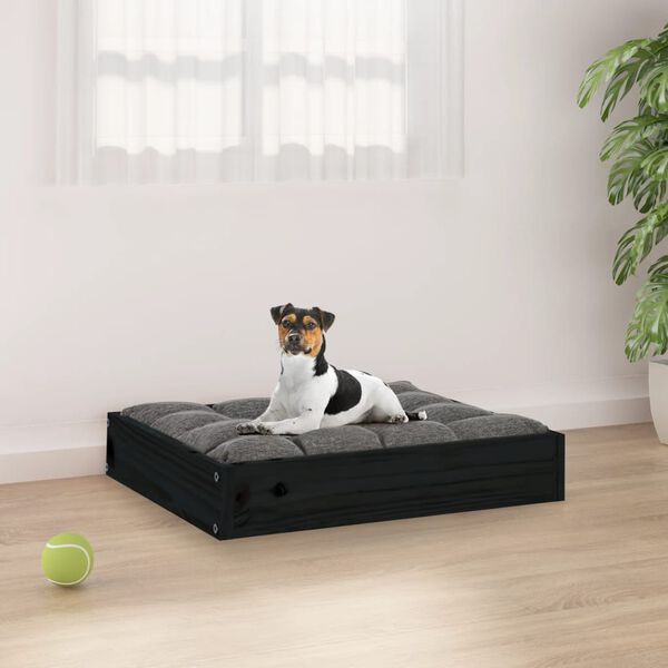 vidaXL Cama para perros madera maciza de pino negro 51,5x44x9 cm