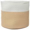 vidaXL Cesta de almacenaje algod&oacute;n beige y blanco &Oslash;40x35 cm