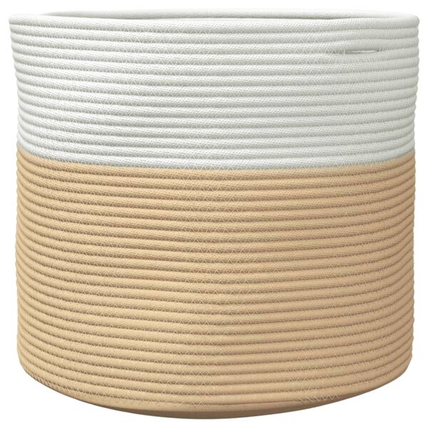 vidaXL Cesta de almacenaje algod&oacute;n beige y blanco &Oslash;40x35 cm