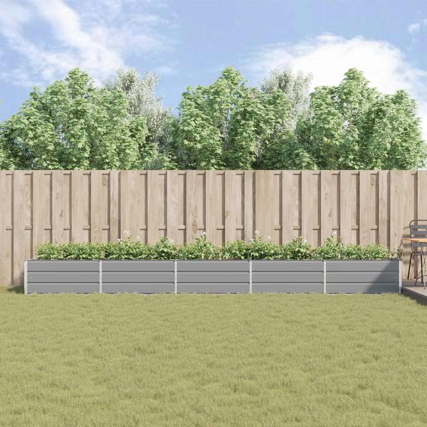 vidaXL Jardinera Gris Claro 195 x 100 x 45 cm Acero Galvanizado
