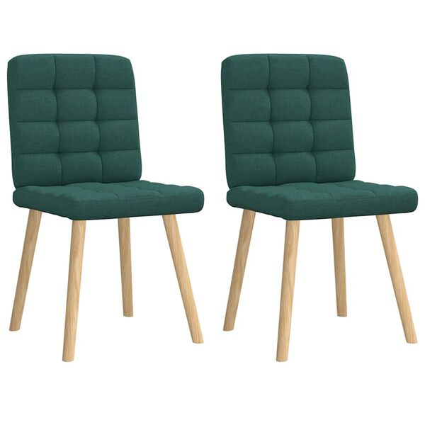 vidaXL Sillas de comedor 2 unidades tela verde oscuro
