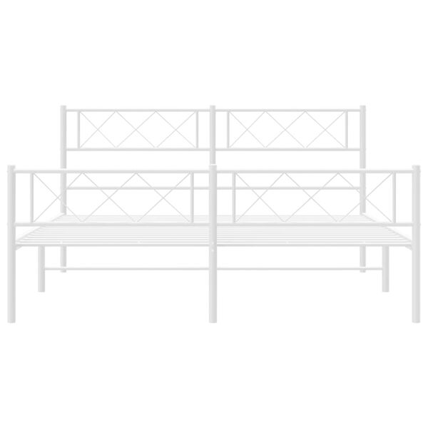 vidaXL Estructura cama sin colch&oacute;n con estribo metal blanco 140x190 cm