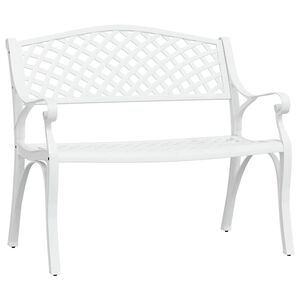 vidaXL Banco de jard&iacute;n de aluminio fundido blanco 102 cm