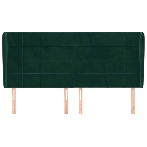 vidaXL Cabecero con orejas de terciopelo verde oscuro 203x23x118/128cm