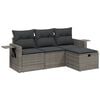 vidaXL Set de sof&aacute;s de jard&iacute;n 4 pzas y cojines rat&aacute;n sint&eacute;tico gris