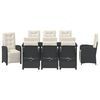 vidaXL Conjunto de Comedor de Jard&iacute;n 9 pcs Negro rat&aacute;n sint&eacute;tico
