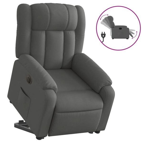 vidaXL Sill&oacute;n el&eacute;ctrico reclinable elevable de tela gris oscuro