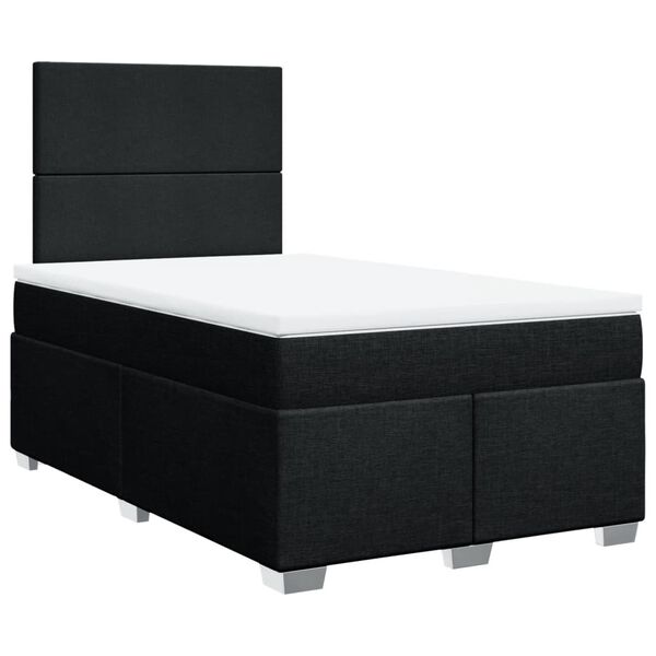 vidaXL Cama box spring con colch&oacute;n tela negro 120x190 cm