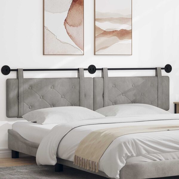vidaXL Cabecera Colgante Gris Claro 210 x 55 x 5 cm Terciopelo
