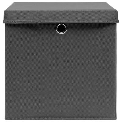 Cajas de almacenaje con tapas 4 uds tela gris 32x32x32 cm