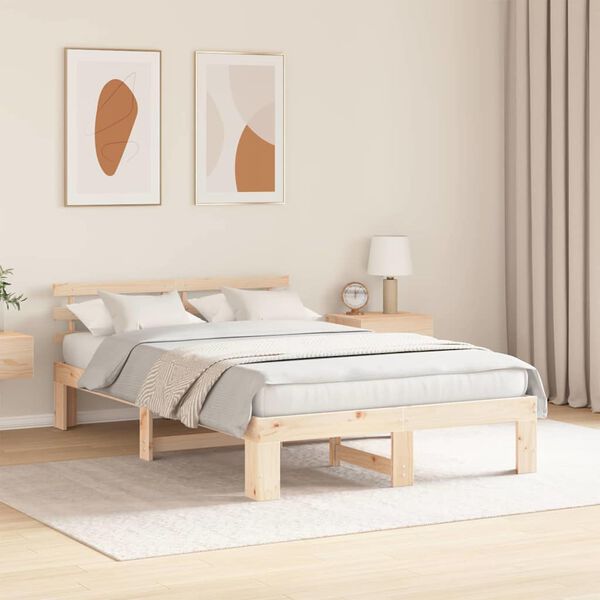 vidaXL Estructura de cama Natural 120 x 200 cm Madera de pino macizo