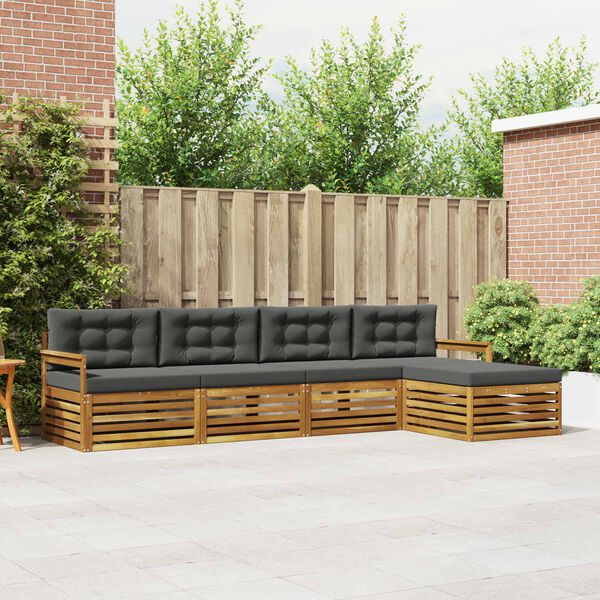 vidaXL Conjunto de sof&aacute;s de exterior 5 pcs Natural y Antracita