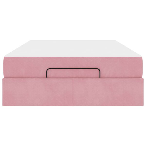 vidaXL Estructura de cama con colchón 2 pcs Rosa Terciopelo