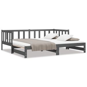 vidaXL Sof&aacute; cama extra&iacute;ble sin colch&oacute;n gris 2x(90x190) cm