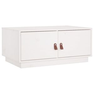 vidaXL Mesa de centro de madera maciza de pino blanco 80x50x35 cm
