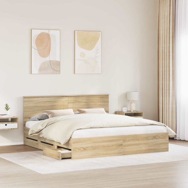 vidaXL Estructura de cama Roble Sonoma 180 x 200 cm Madera Ingenieril