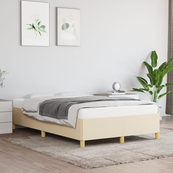 vidaXL Estructura de cama sin colch&oacute;n tela crema 120x190 cm