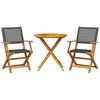 vidaXL Juego de bistro de 3 piezas rat&aacute;n PE y madera maciza negro