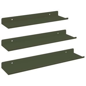 vidaXL Estante flotante 3 pcs Verde Oliva 40 x 9 x 2,5 cm Acero