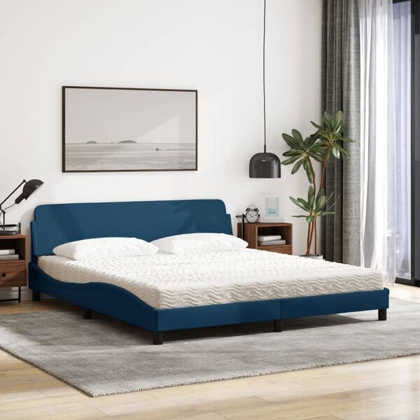 vidaXL Cama con colch&oacute;n Dover de tela azul 180x200 cm