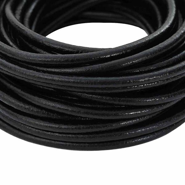 vidaXL Cord&oacute;n de cuero Negro &Oslash;4 mm x 10 m Cuero