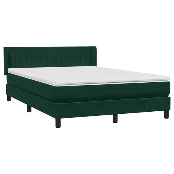 vidaXL Cama box spring con colch&oacute;n terciopelo verde oscuro 160x210 cm