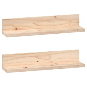 vidaXL Estantes de pared 2 uds madera maciza de pino 50x11x9 cm