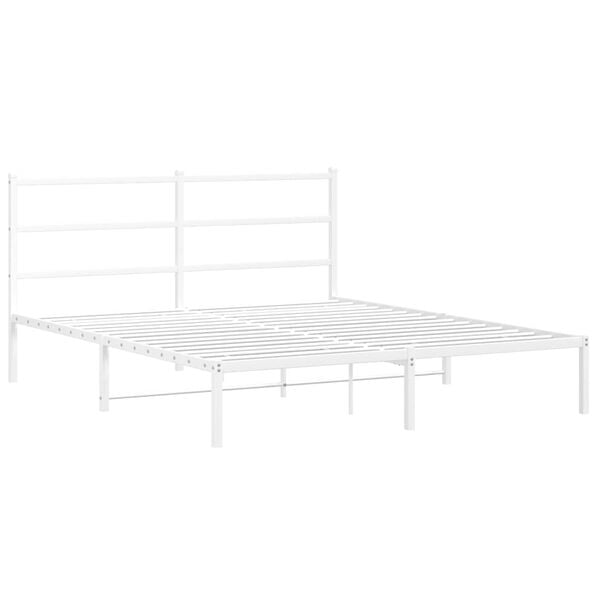 vidaXL Estructura cama sin colch&oacute;n con cabecero metal blanco 160x200cm