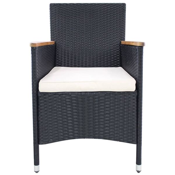 vidaXL Set comedor jardín 7 pzas ratán sintético y madera acacia negro