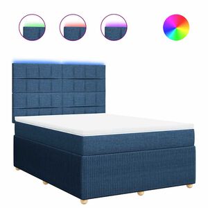 vidaXL Cama box spring con colch&oacute;n tela azul 140x200 cm