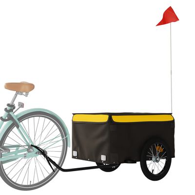 vidaXL Remolque para bicicleta hierro negro y amarillo 45 kg