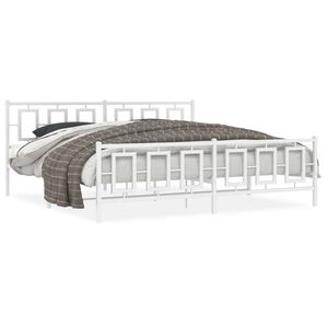 vidaXL Estructura cama sin colch&oacute;n con estribo metal blanco 193x203 cm