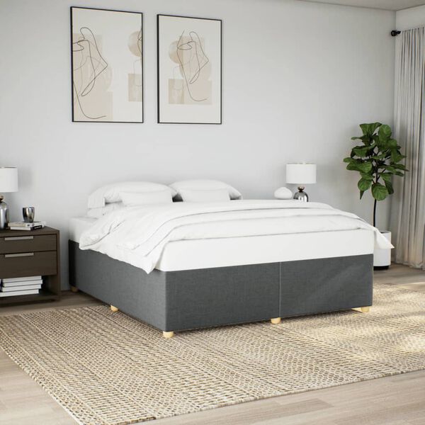 vidaXL Cama sin colch&oacute;n de tela gris oscuro 180x200 cm