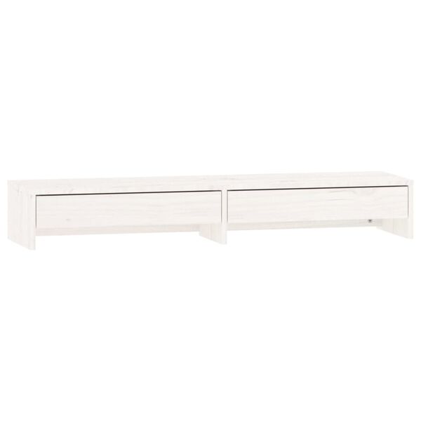 vidaXL Soporte de monitor madera maciza de pino blanco 100x27x15 cm