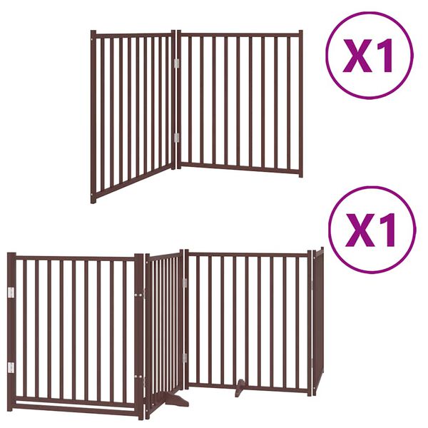 vidaXL Puerta de perros plegable 6 paneles madera &aacute;lamo marr&oacute;n 480 cm