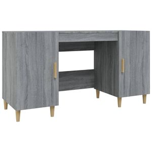 vidaXL Escritorio de madera contrachapada gris Sonoma 140x50x75 cm