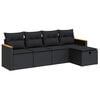 vidaXL Set de muebles de jard&iacute;n 5 pzas y cojines rat&aacute;n sint&eacute;tico negro