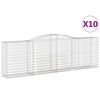 vidaXL Cestas gaviones 10 uds forma de arco hierro 400x50x120/140 cm