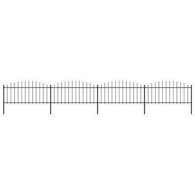 vidaXL Valla de jardín con puntas de lanza acero negro (0,5-0,75)x6,8m