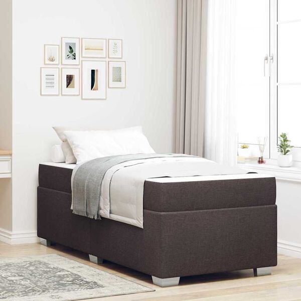vidaXL Estructura de cama con colchón Marrón Oscuro 80 x 200 cm tela