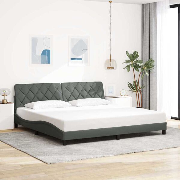 vidaXL Estructura de cama con LED sin colch&oacute;n gris oscuro 200x200 cm