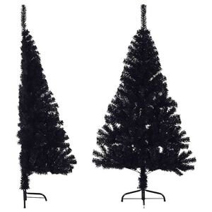 vidaXL Medio &aacute;rbol de Navidad artificial con soporte PVC negro 150 cm