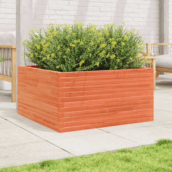 vidaXL Jardinera de madera maciza pino marr&oacute;n cera 90x90x46 cm