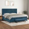 vidaXL Cama box spring con colch&oacute;n terciopelo azul oscuro 200x200 cm