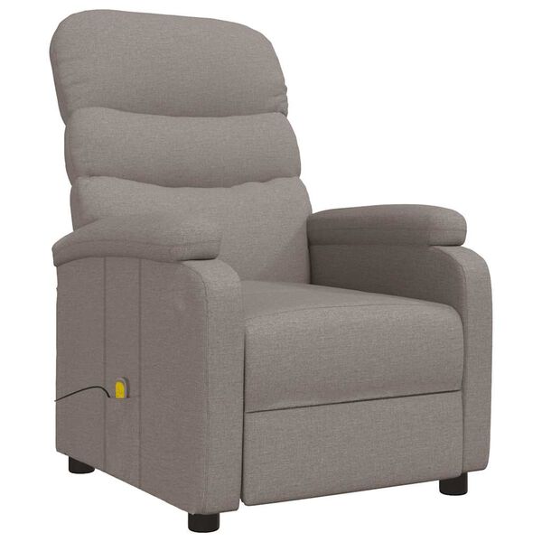 vidaXL Sillón de masaje reclinable de tela gris taupé