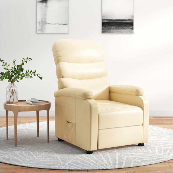 vidaXL Sillón reclinable de cuero sintético crema