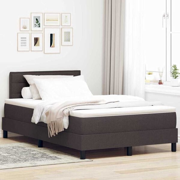 vidaXL Cama tipo Box Spring Marr&oacute;n Oscuro 120 x 190 cm tela